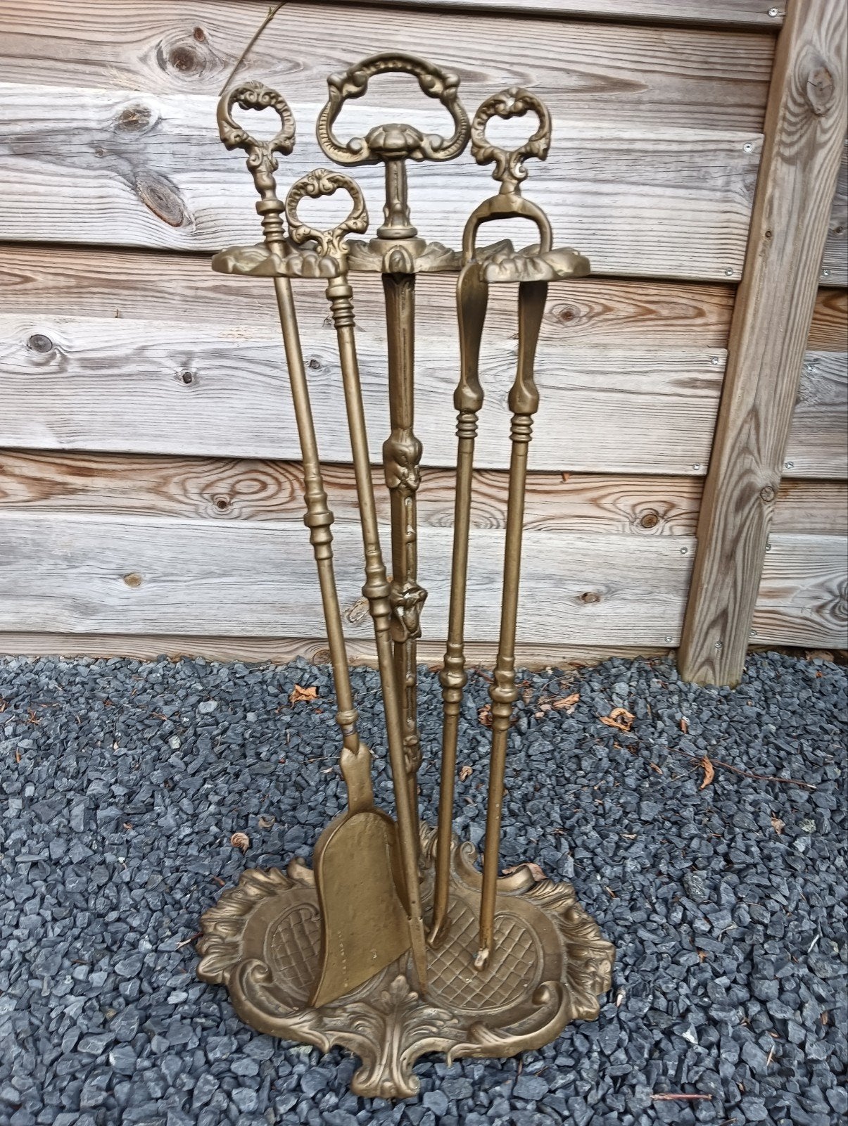 Mooi haardstel Messing, haardpook, haarscherp en asschep, Ophalen of Verzenden, Gebruikt, Houthaard