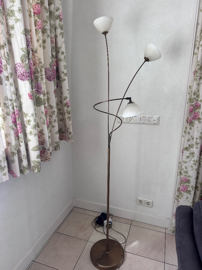 Staande lamp, 3 glazen kapjes, Ophalen, Zo goed als nieuw, Glas, 150 tot 200 cm