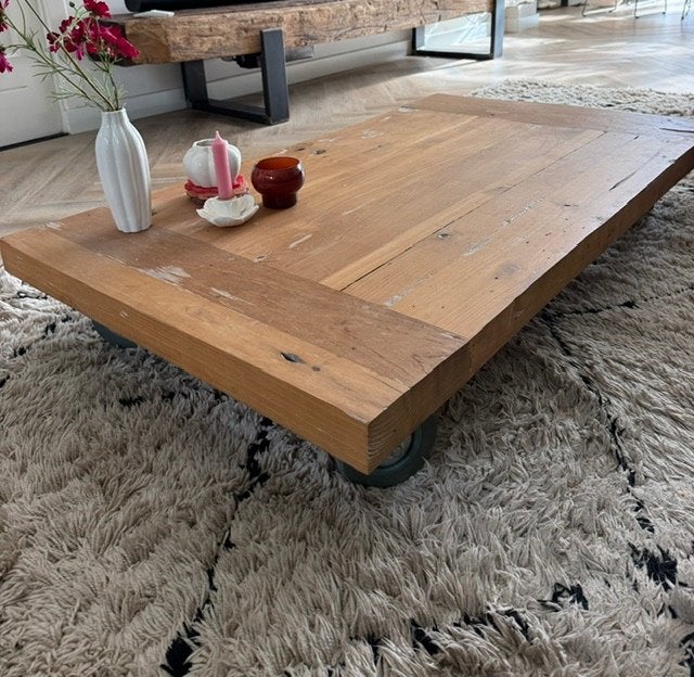 Salontafel van teak, Ophalen, Gebruikt, 100 tot 150 cm, Teakhout
