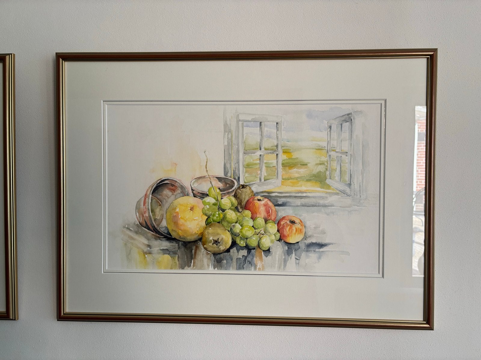 Twee ingelijste aquarellen: Stilleven en Bloemen, Antiek en Kunst, Ophalen, Realistisch, Stilleven, Aquarel
