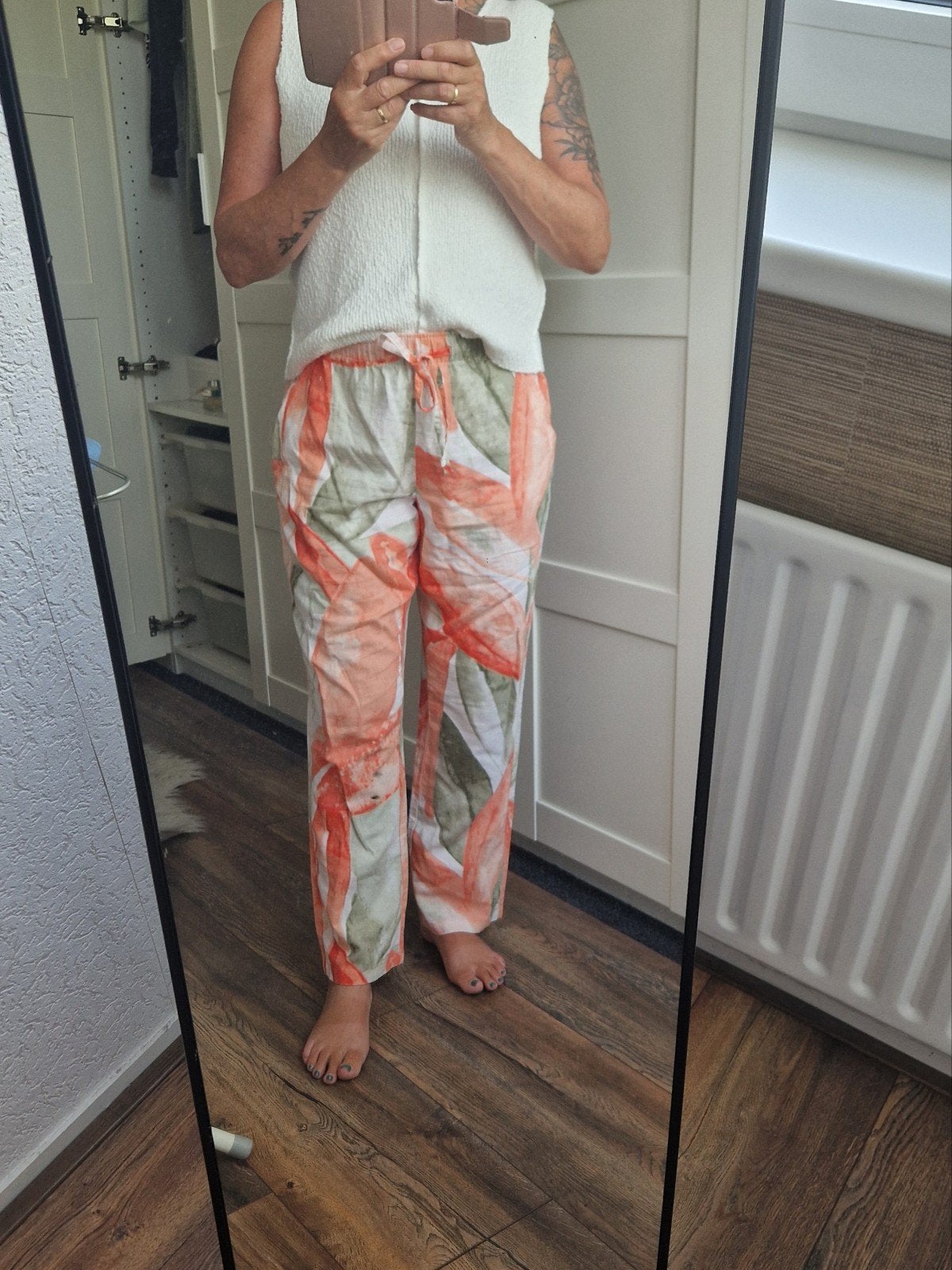 fleurige damesbroek maat 38, Kleding | Dames, Broeken en Pantalons, Ophalen of Verzenden, Zo goed als nieuw, Maat 38/40 (M), Lang