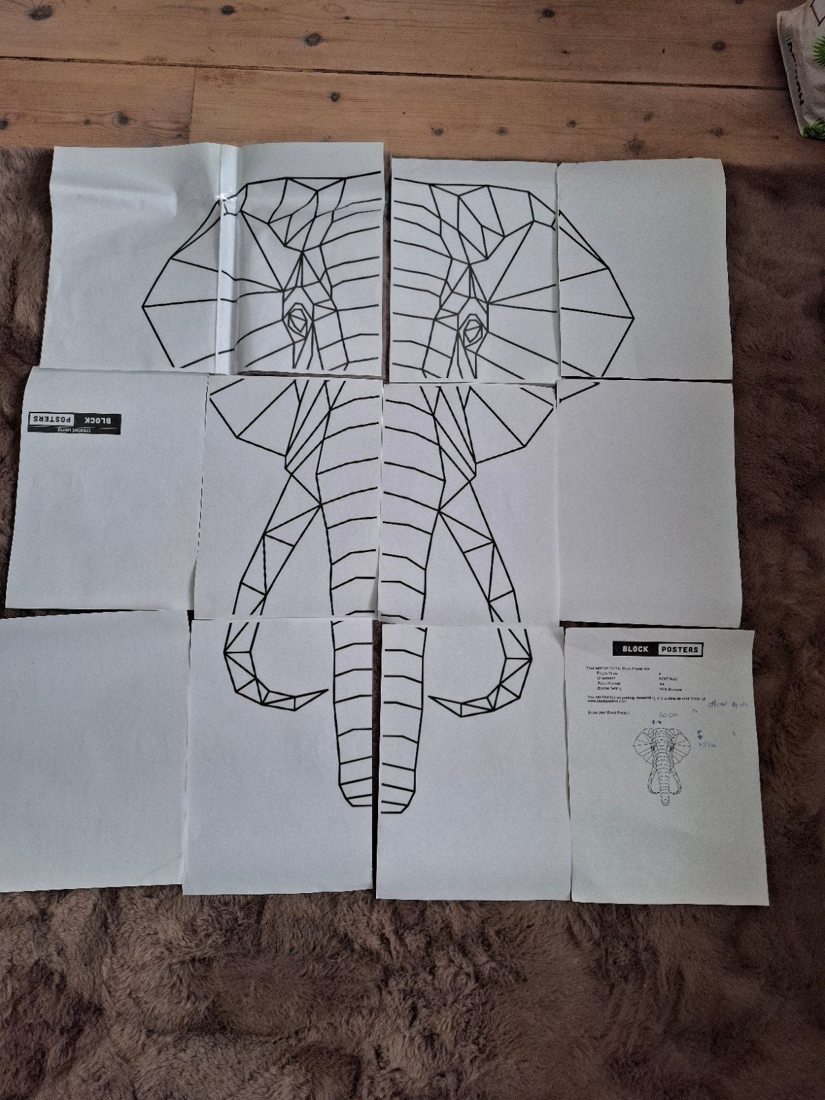 DIY Olifant Block Poster met Houten Stokjes Knutselset, Ophalen, Dieren, Nieuw, Papier of Karton