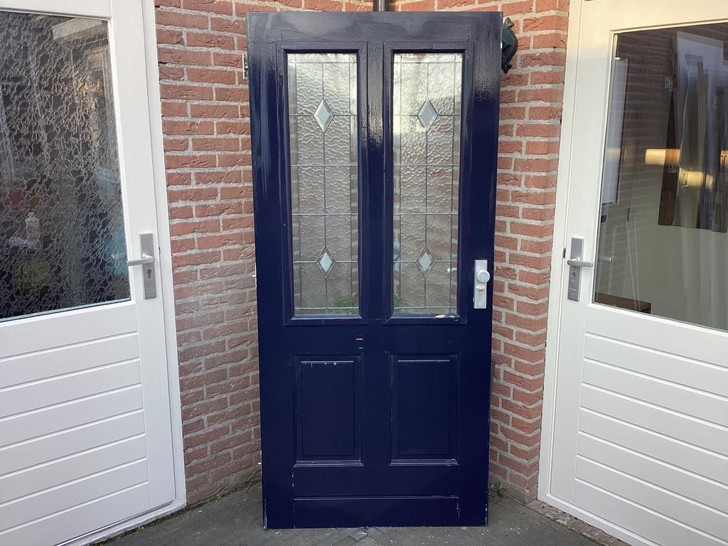 Voordeur Rechtsdraaiend Glas in Lood Thermopane 201,5x93x4cm, Doe-het-zelf en Verbouw, Deuren en Horren, Ophalen, 200 tot 215 cm