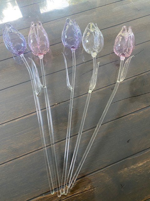 Glazen tulpen, Handgemaakt, Nieuw, Glas, Roze