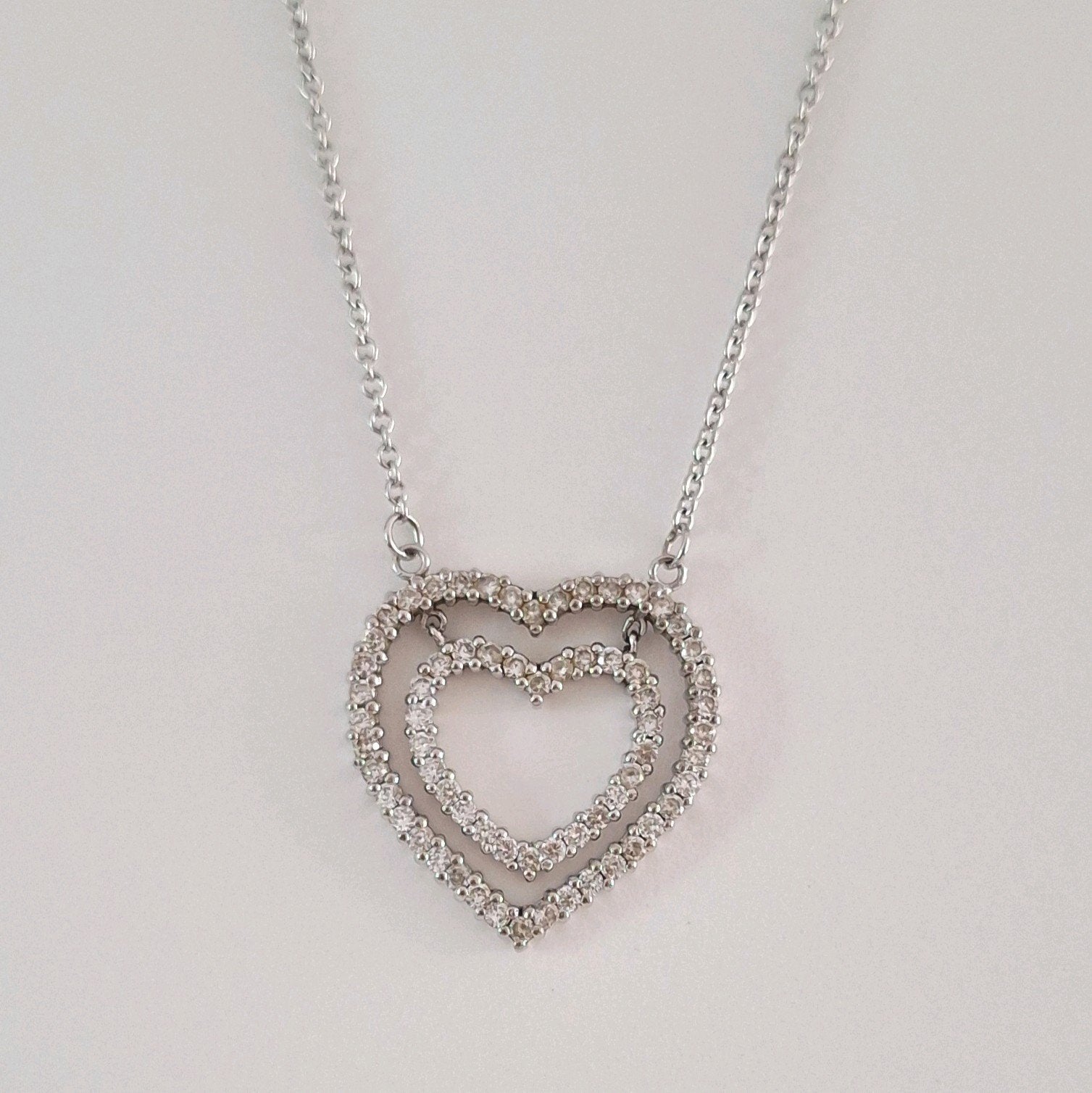 Zilver collier zilveren ketting hartjes sieraad necklace 925, Ophalen of Verzenden, Zo goed als nieuw, Met edelsteen, Zilver