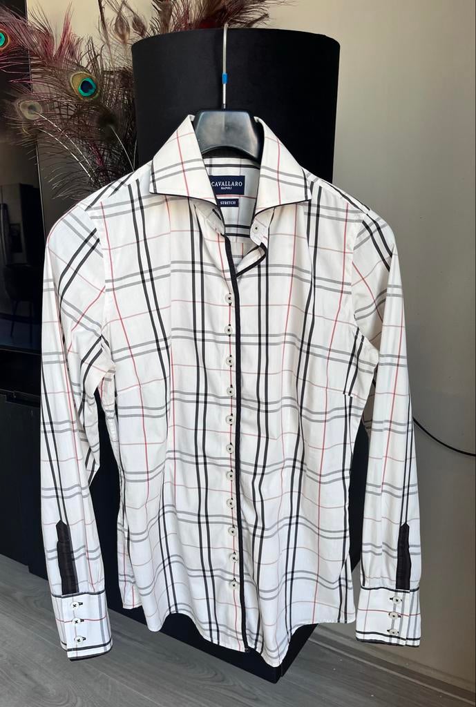 Cavallaro Napoli getailleerde blouse ruitpatroon maat 38, Ophalen of Verzenden, Gedragen, Maat 38/40 (M), Beige