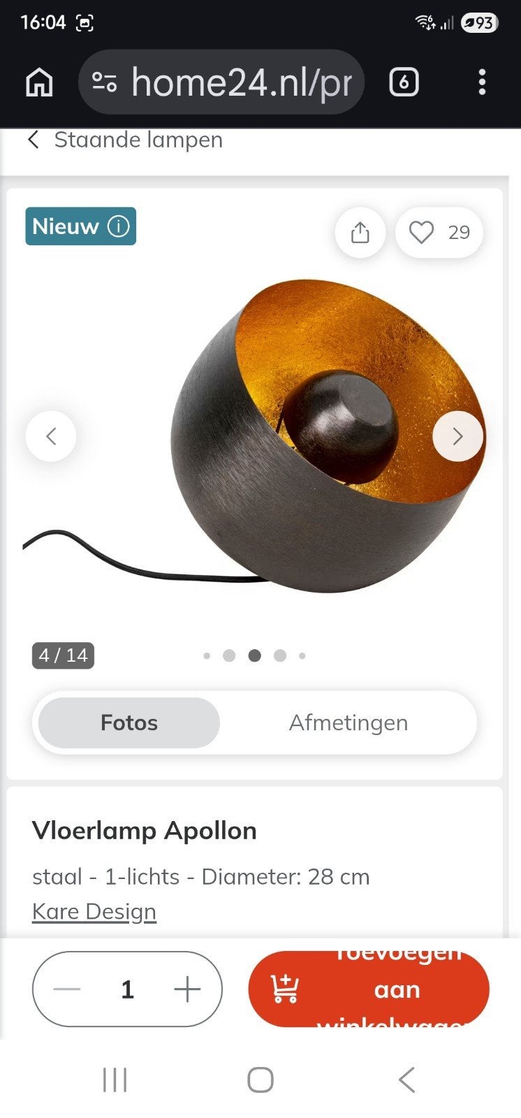 Vloerlamp Apollon - Stijlvolle 1-lichts lamp van staal, Modern, Industrieel, Overige fittingen, Ophalen of Verzenden, Zo goed als nieuw