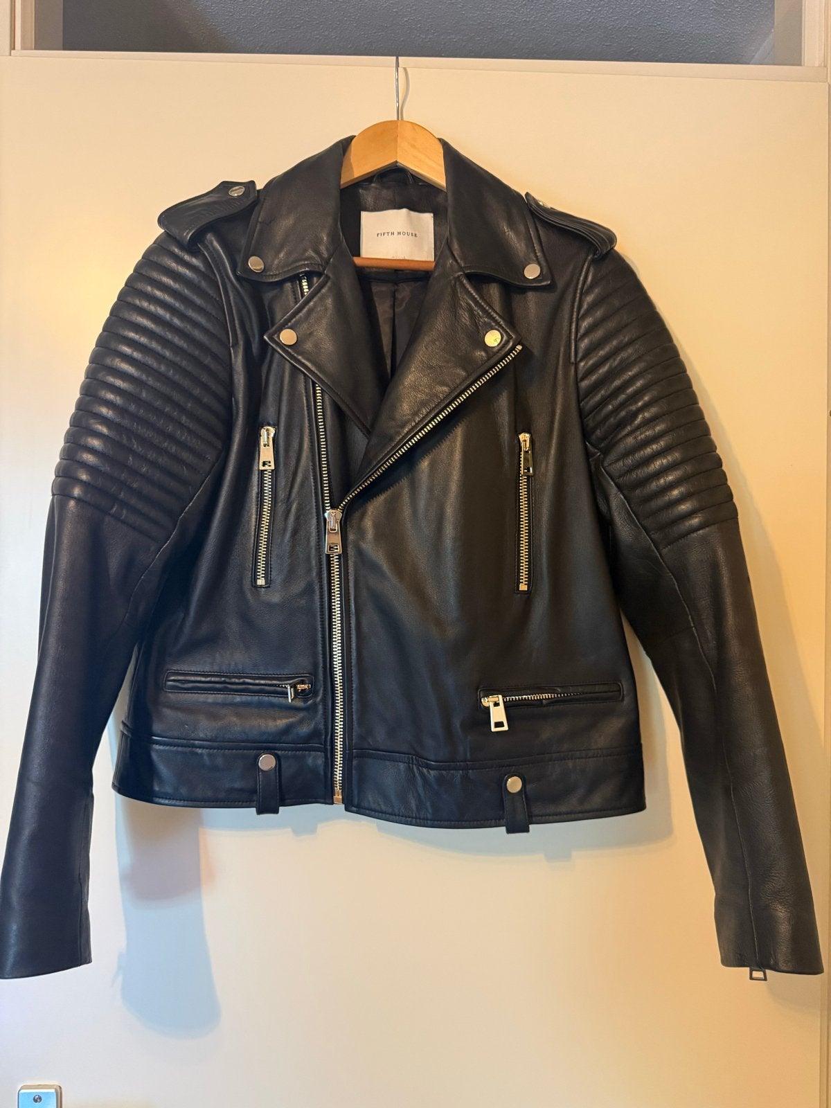 Fifth House Leren Jack  Maat 42, Kleding | Dames, Jassen | Zomer, Zo goed als nieuw, Maat 42/44 (L), Zwart, Ophalen of Verzenden