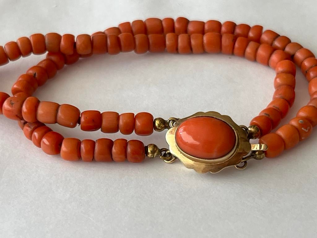 Antieke Gouden Armband met Bloedkoraal, Gebruikt, Verzenden, Met edelsteen, Goud