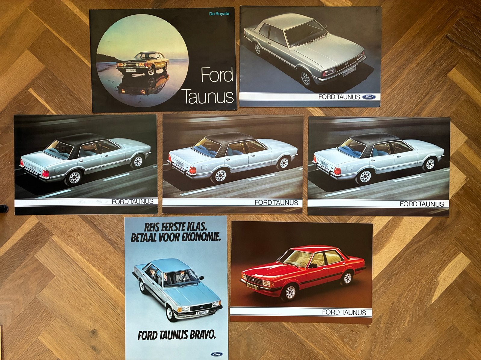 Ford Taunus brochures - 7 stuks, Verzenden, Zo goed als nieuw, Ford
