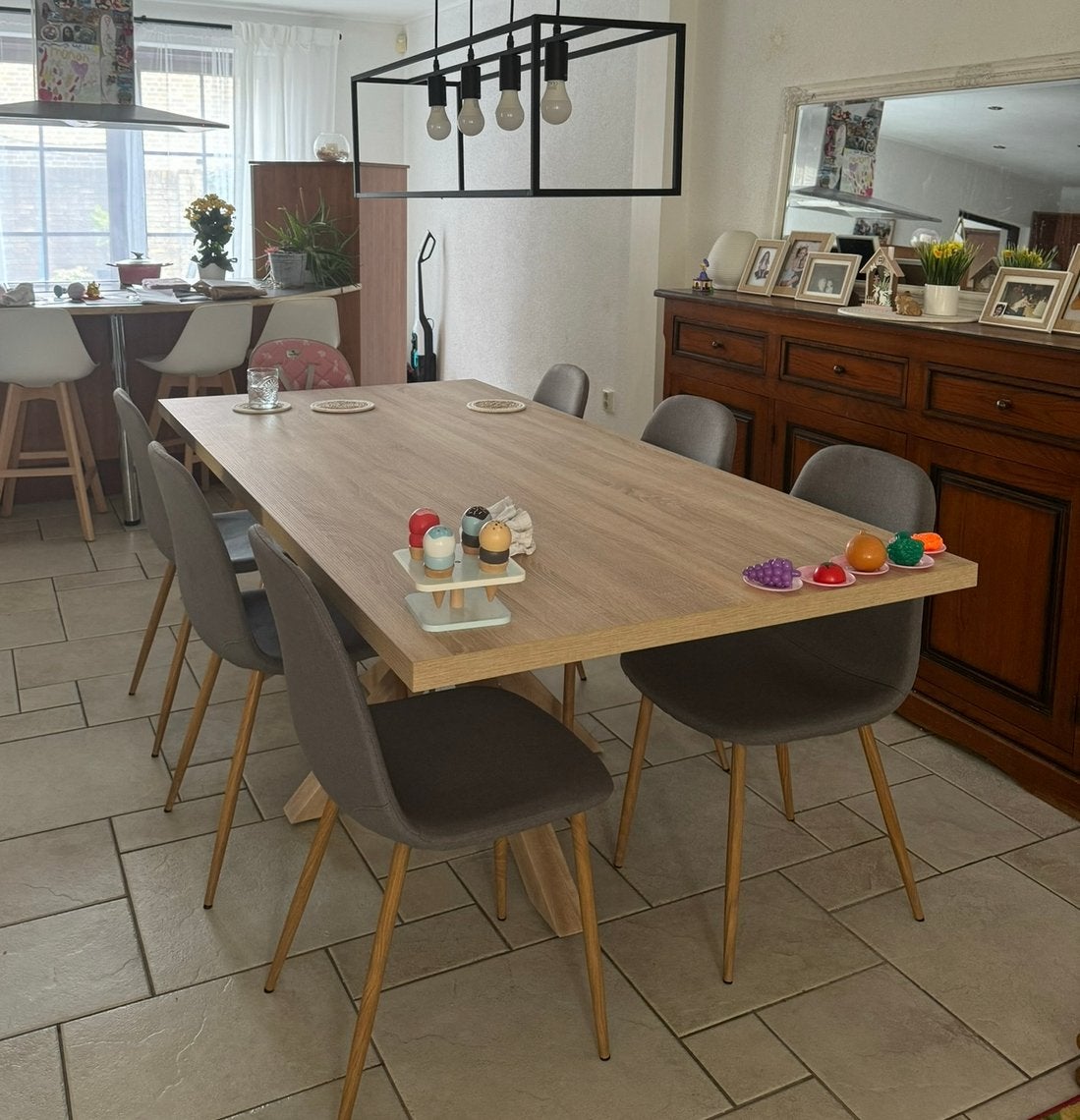 Eettafel 200x100 licht eiken, Huis en Inrichting, Ophalen, 200 cm of meer, 50 tot 100 cm, Zo goed als nieuw