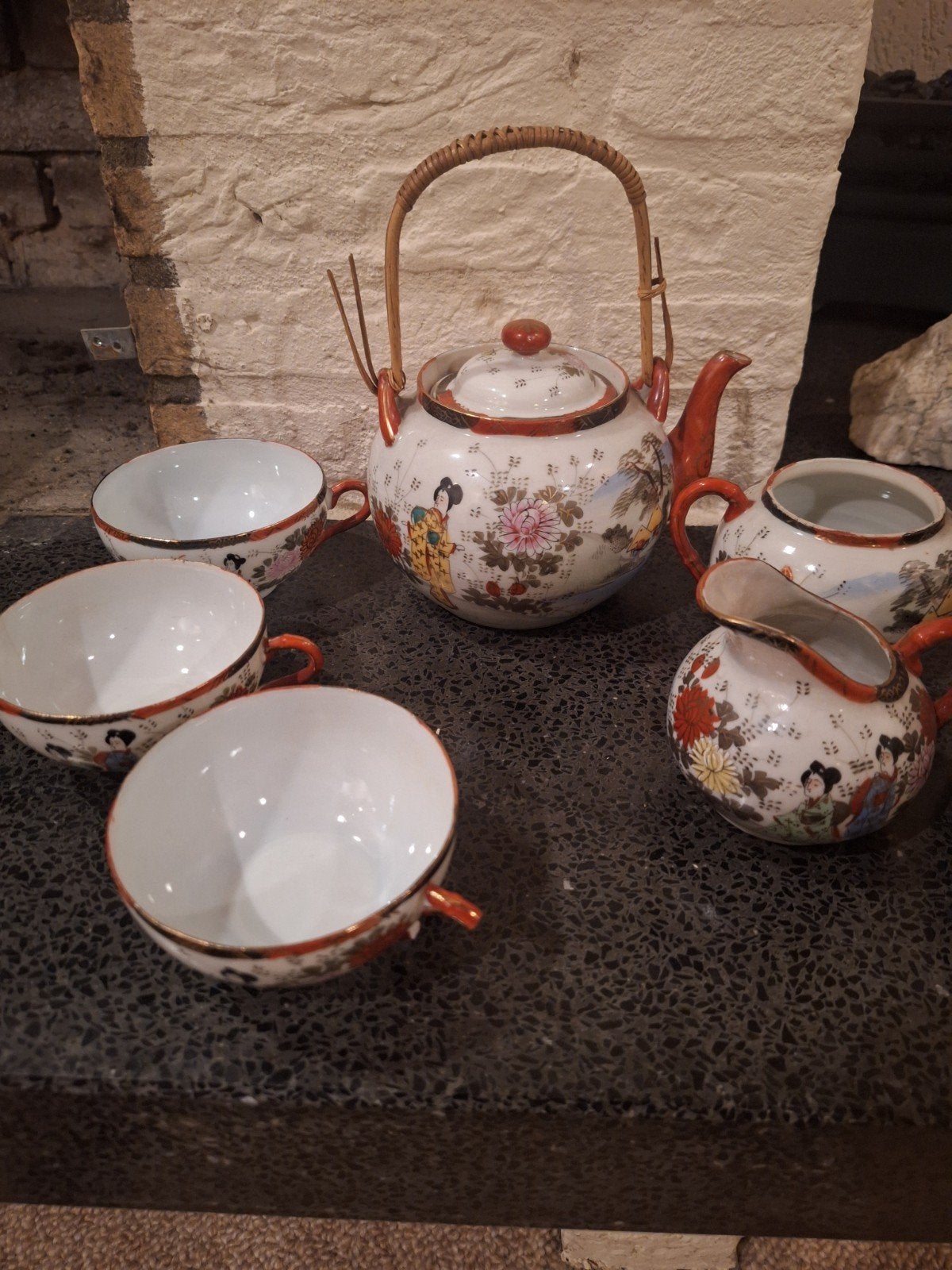 Antiek Japans Dai Nippon theeservies – Geisha – 12 delen, Antiek en Kunst, Antiek | Servies compleet, Ophalen