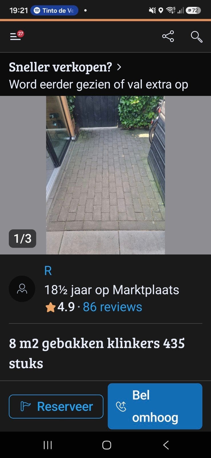 GRATIS 8 m2 gebakken klinkers, Tuin en Terras, Ophalen, Klinkers