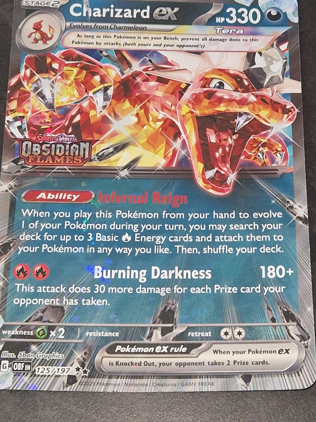 Charizard EX 330 hp mega kaart, Ophalen, Gebruikt, Losse kaart
