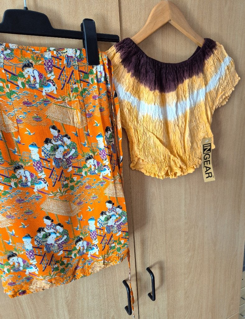 Nieuw setje: wikkelrok met top - XS/164/170, INGEAR, Nieuw, Oranje, Ophalen of Verzenden