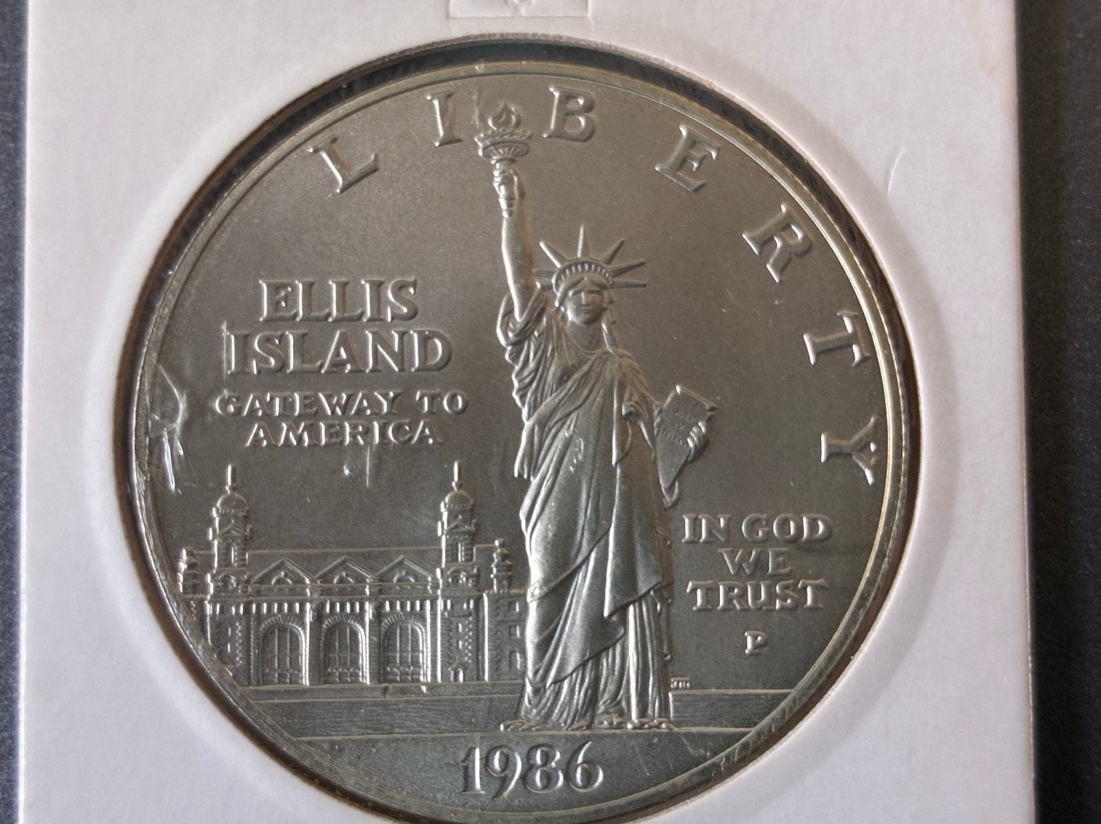 1986 Ellis Island Dollar - USA - zilver, Ophalen of Verzenden, Noord-Amerika, Losse munt, Zilver