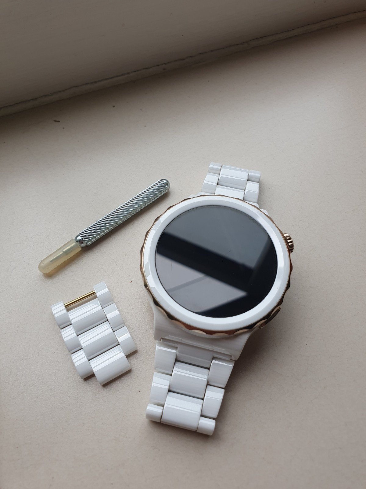 Huawei Watch GT3 Pro Ceramic, Ophalen, Wit, Zo goed als nieuw, Waterdicht