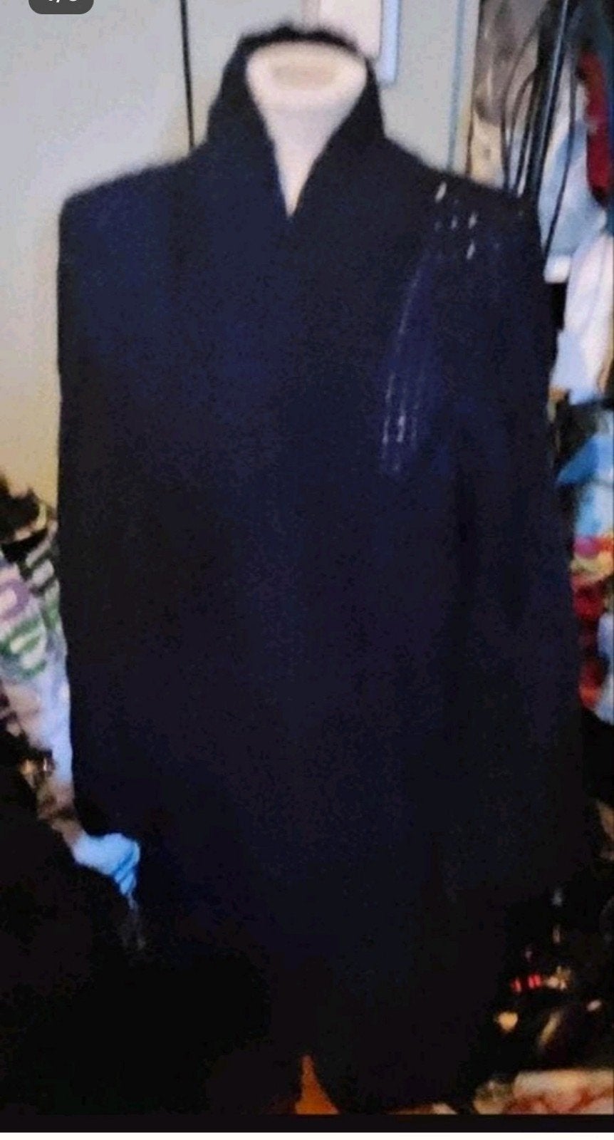 Donkerblauw lang vest, Ophalen of Verzenden, Zo goed als nieuw, Maat 46/48 (XL) of groter, Blauw