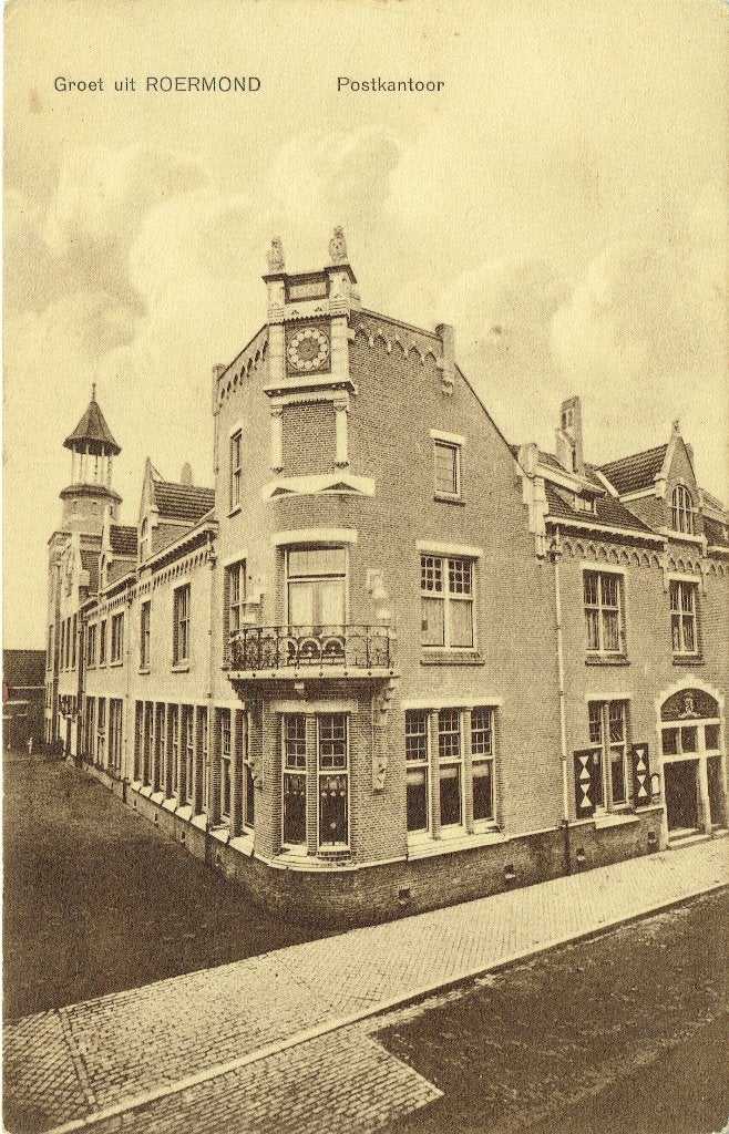 Ansichtkaart Roermond Postkantoor, Verzamelen, Ansichtkaarten | Nederland, Ophalen of Verzenden, Voor 1920, Gelopen, Limburg