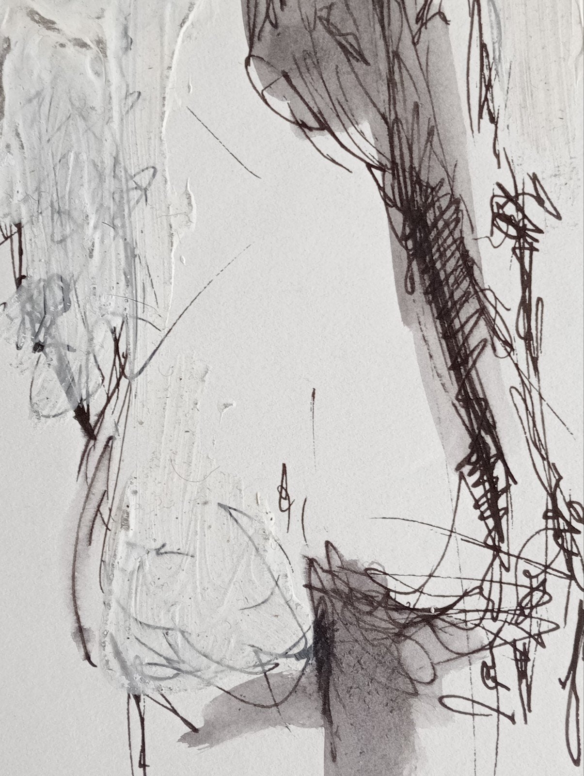 tekening figuur circa 1990 gemengde techniek, Antiek en Kunst, Kunst | Tekeningen en Foto's, Ophalen of Verzenden