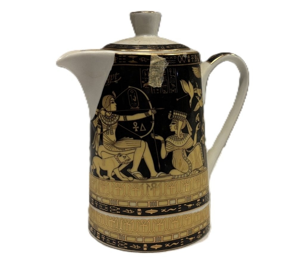 Fathi Mahmoud Egyptische koffiepot met deksel zwart goud, Gebruikt, Niet bekend (tweedehands product), Ophalen of Verzenden, Niet bekend (tweedehands product)