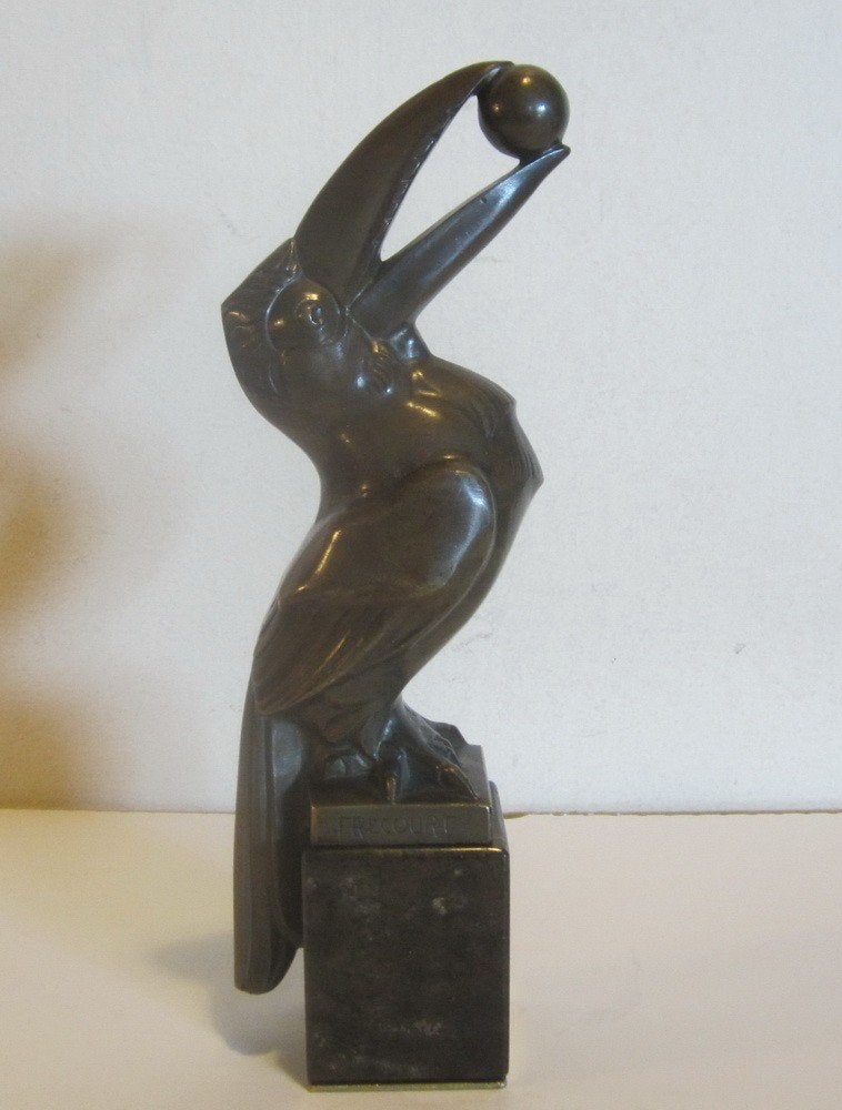 Art deco brons van Maurice Frecourt, Frankrijk, toekan, Art deco, Ophalen of Verzenden, Brons, 20 - 50 cm