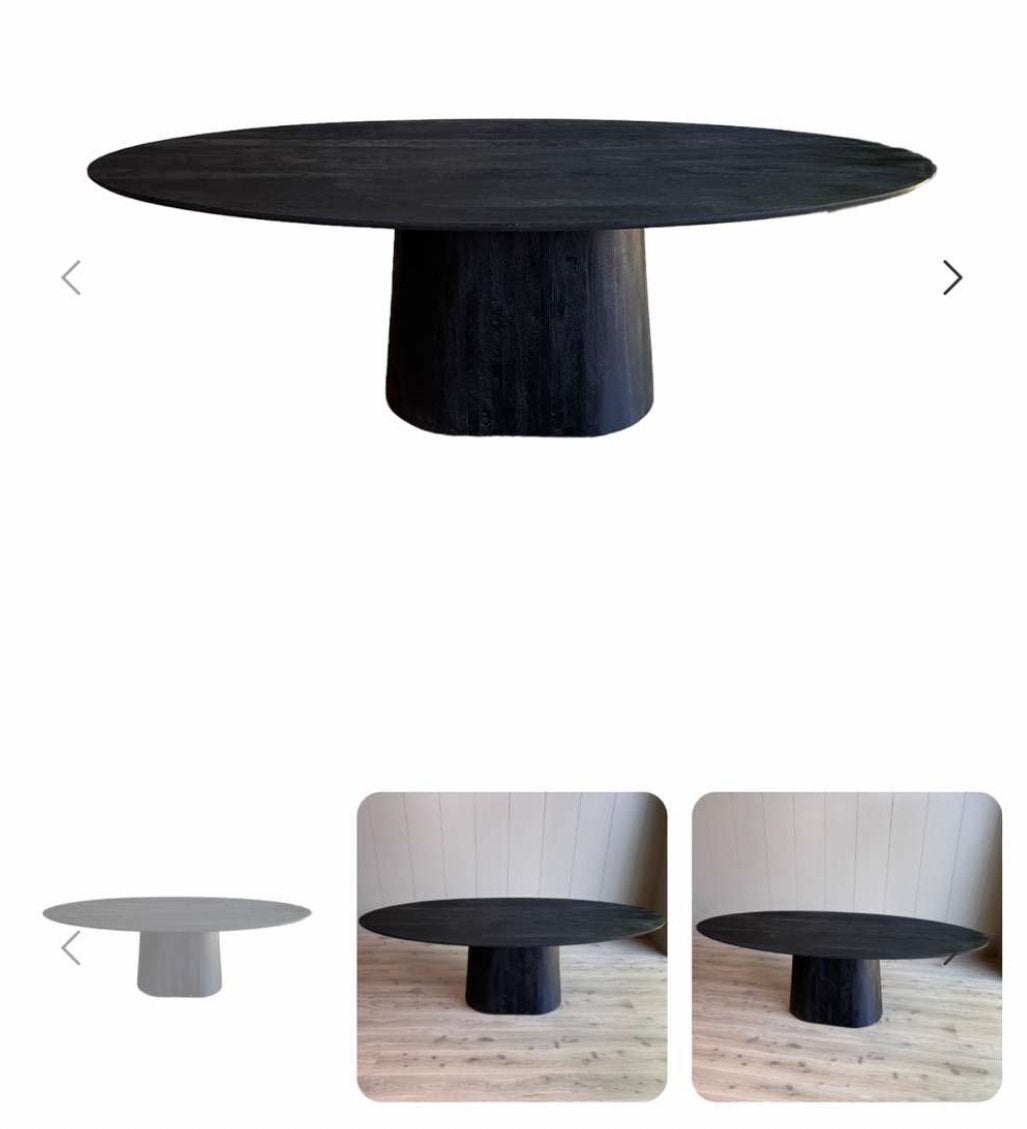 Zwarte ovale eettafel - 160x90 cm, Overige materialen, 50 tot 100 cm, 150 tot 200 cm, Ophalen of Verzenden