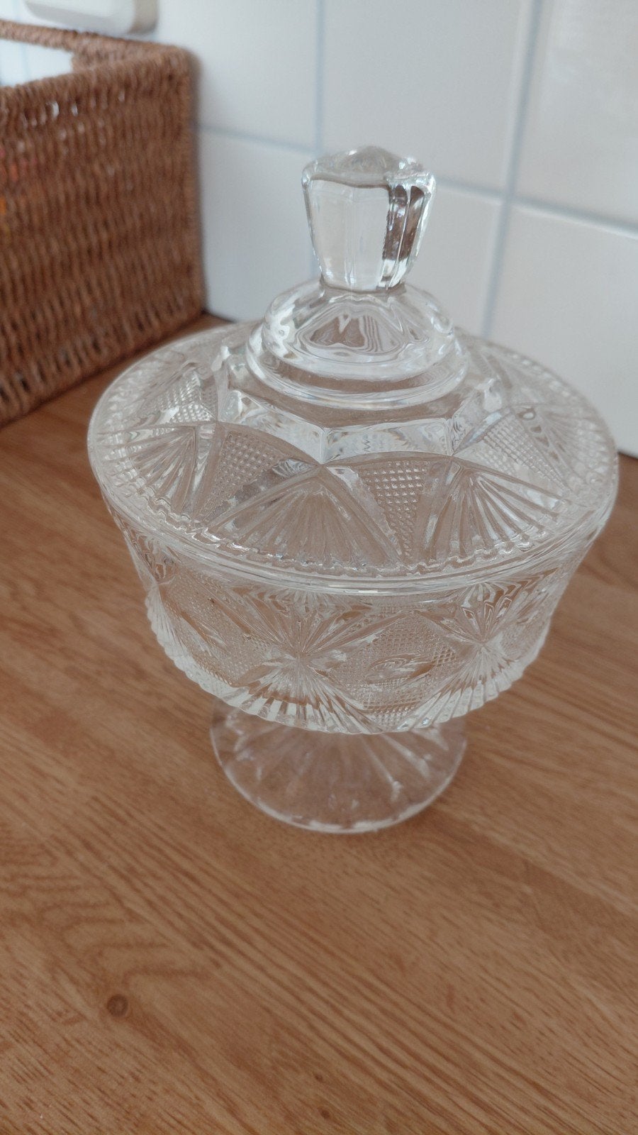 Glazen Bonbonschaal met Deksel - Vintage Design, Antiek en Kunst, Ophalen of Verzenden
