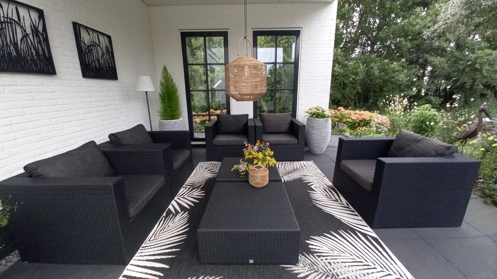 Wicker 1, 3, 6 of 7 - delige zwarte loungeset merk PR Design, Ophalen