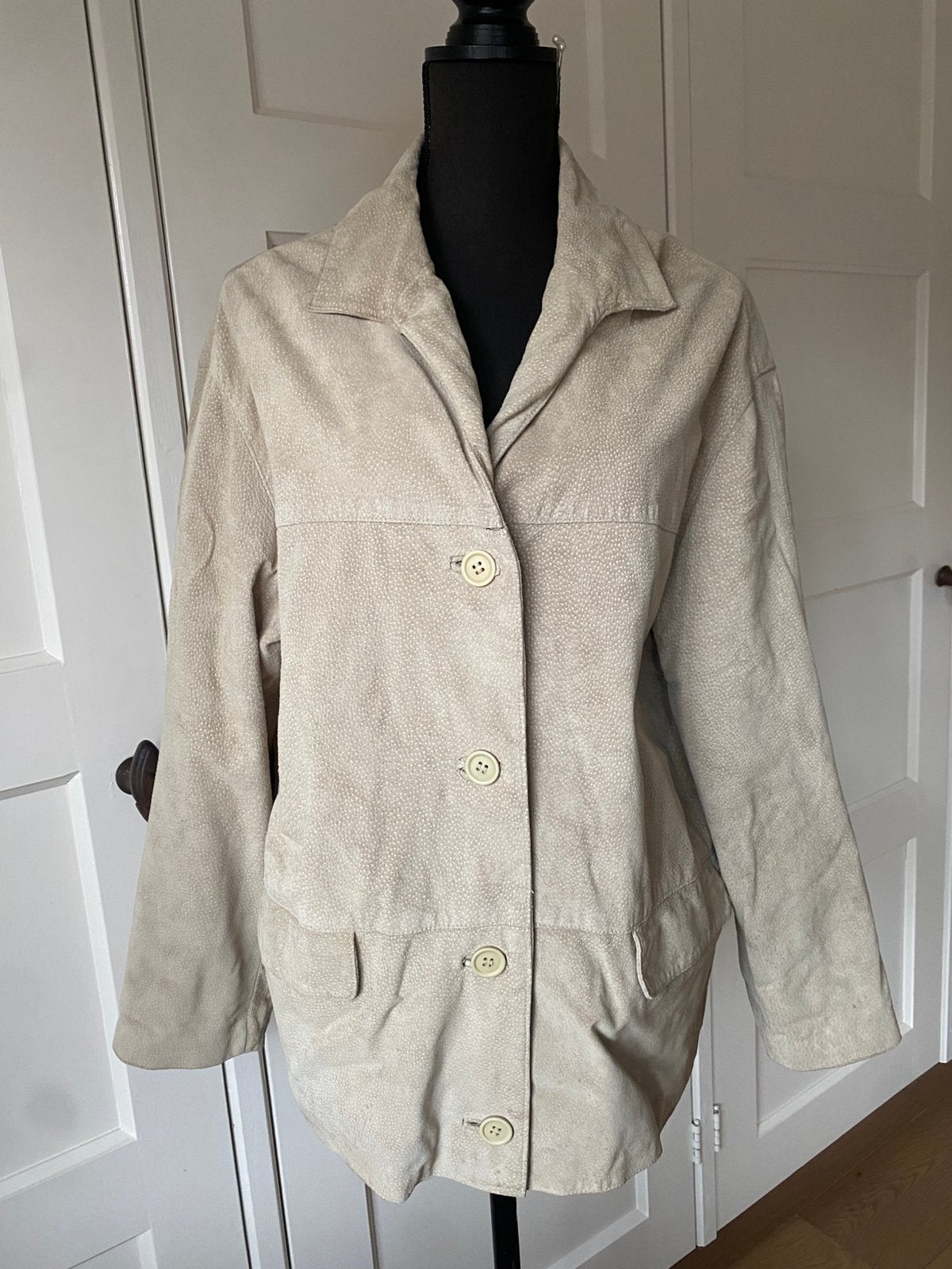 Gypsy - Middellange Leren (Suède) Jas, Kleding | Dames, Verzenden, Gedragen, Maat 42/44 (L), Beige