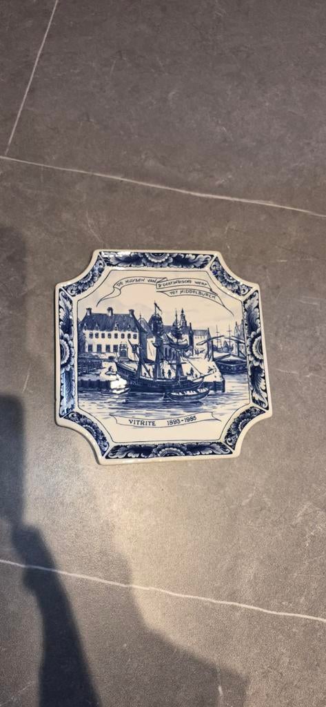 Delfts blauw wandbord Vitrite 1893-1985, Ophalen of Verzenden