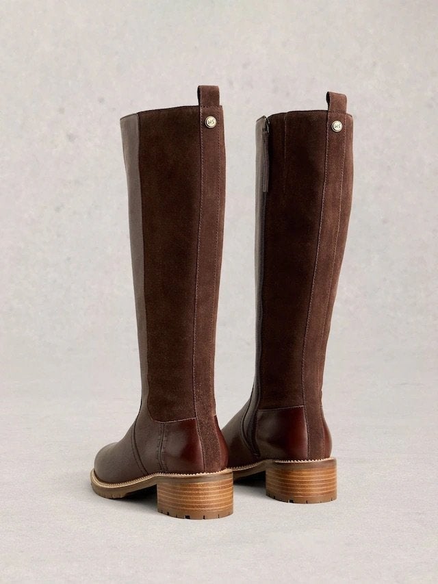 White Stuff laarzen (39) suede/leer, Kleding | Dames, Schoenen, Hoge laarzen, Bruin, White Stuff, Ophalen of Verzenden