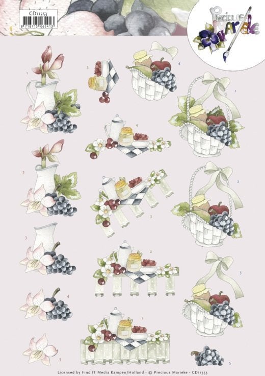 Precious Marieke Grapes CD11353 3D knipvel A4, ., Nieuw, Ophalen of Verzenden, Overige thema's