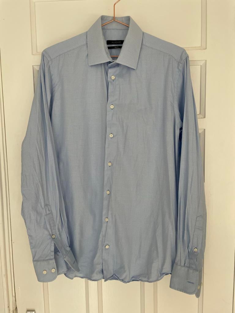 Alveare Slim Fit overhemd - Halswijdte 39(M), Kleding | Heren, Overhemden, Ophalen of Verzenden, Zo goed als nieuw, Blauw, Halswijdte 39/40 (M)
