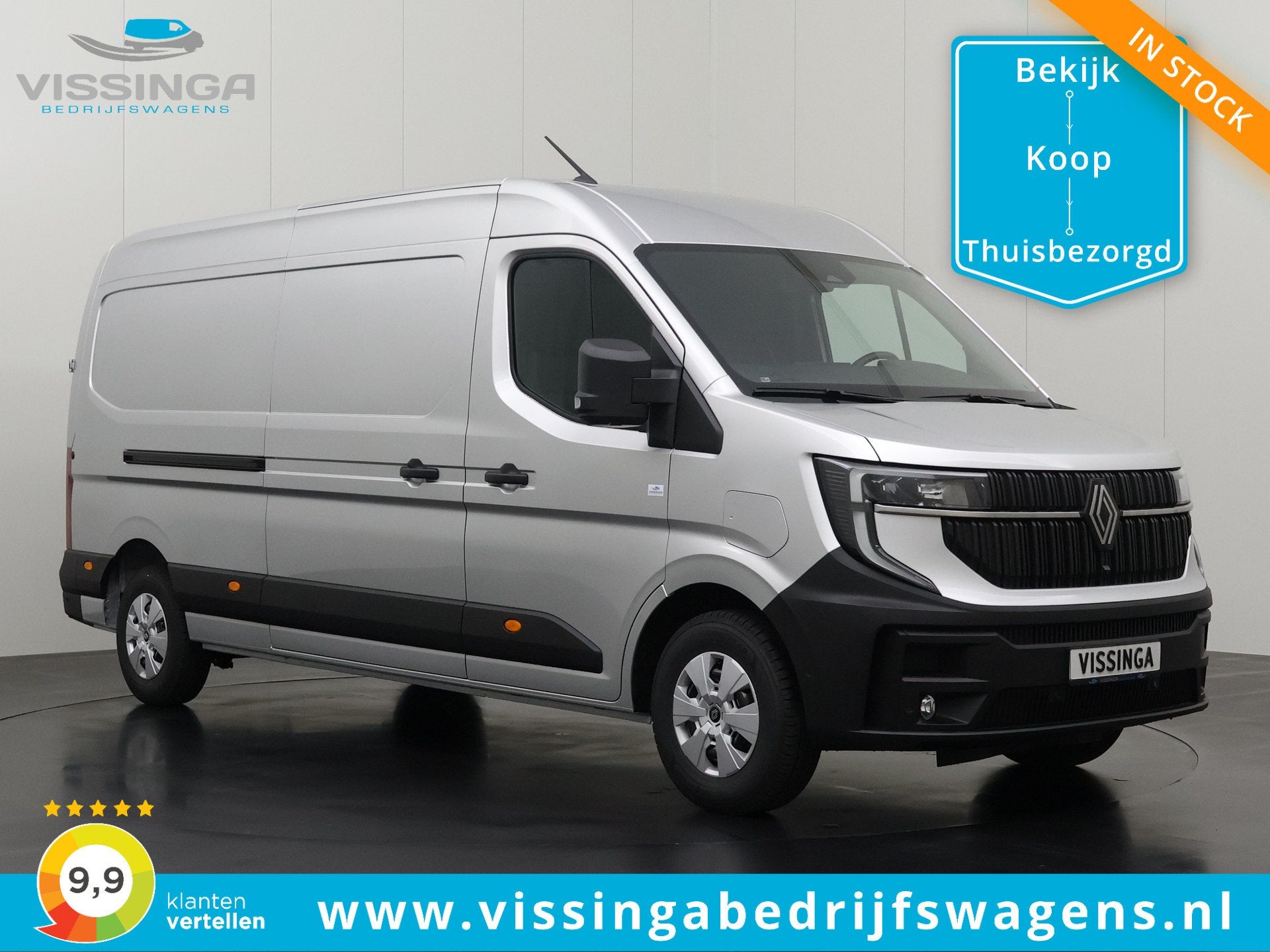 Renault Master E-Tech L3H2 Long Range Extra 87 kWh Zilver, Auto's, Stof, Huisgarantie, Met garantie (alle), Renault