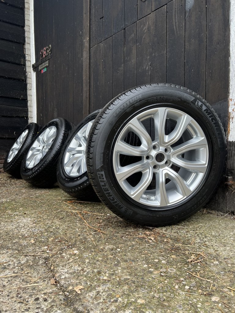 Originele range rover evoque velgen 18” zomer set 5x108, Niet ingevuld, 18 inch, Gebruikt, Banden en Velgen