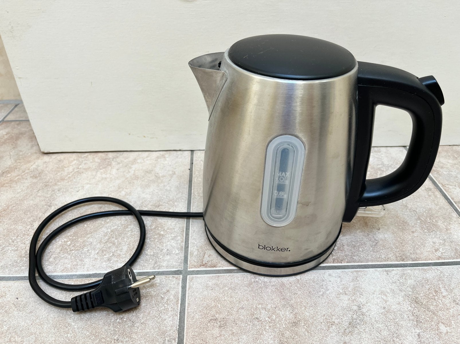 Rvs snelle waterkoker van Blokker - 1 liter, Witgoed en Apparatuur, 1 tot 2 liter, Ophalen, Gebruikt, Rvs