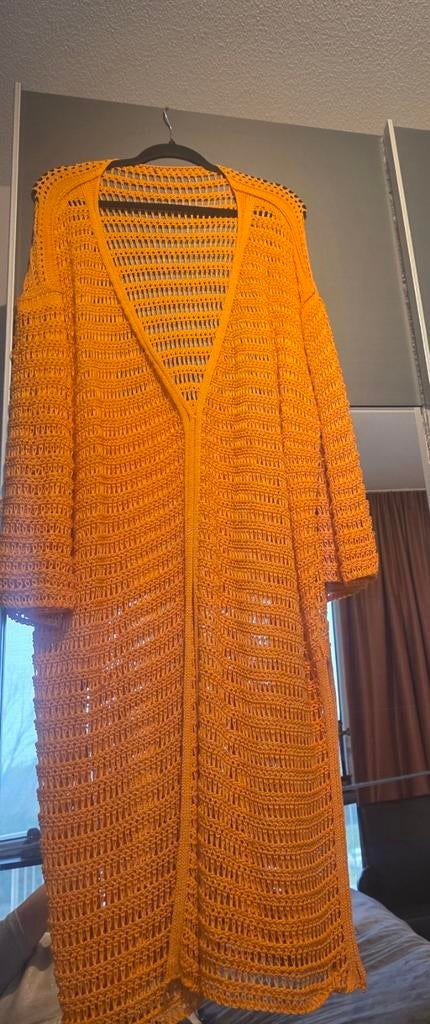 Gebreid lang vest, Kleding | Dames, Truien en Vesten, Just Mar, Maat 46/48 (XL) of groter, Nieuw, Oranje