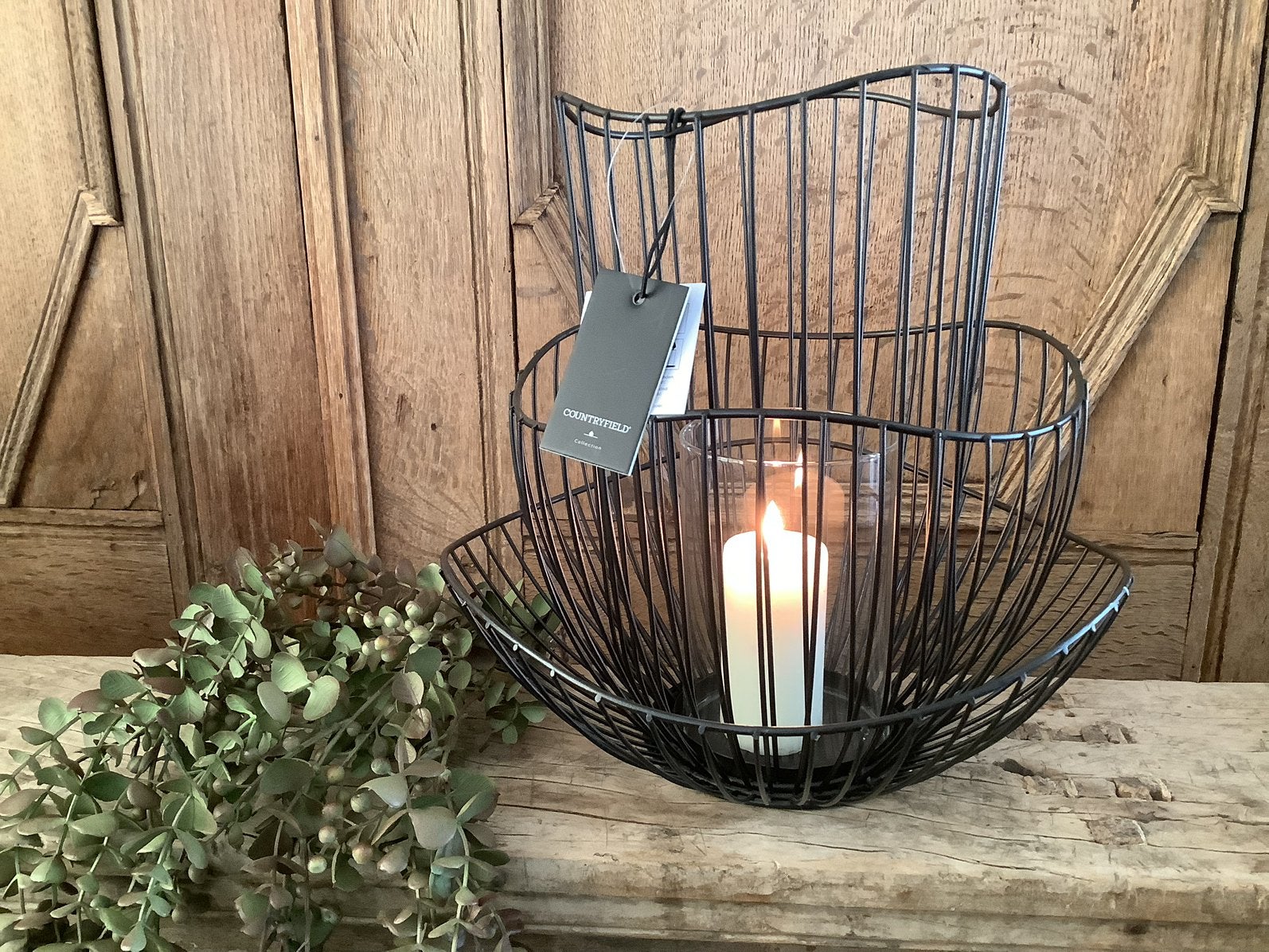 NIEUW Countryfield fors metalen windlicht kandelaar, Ophalen of Verzenden, Nieuw, Zwart, Metaal