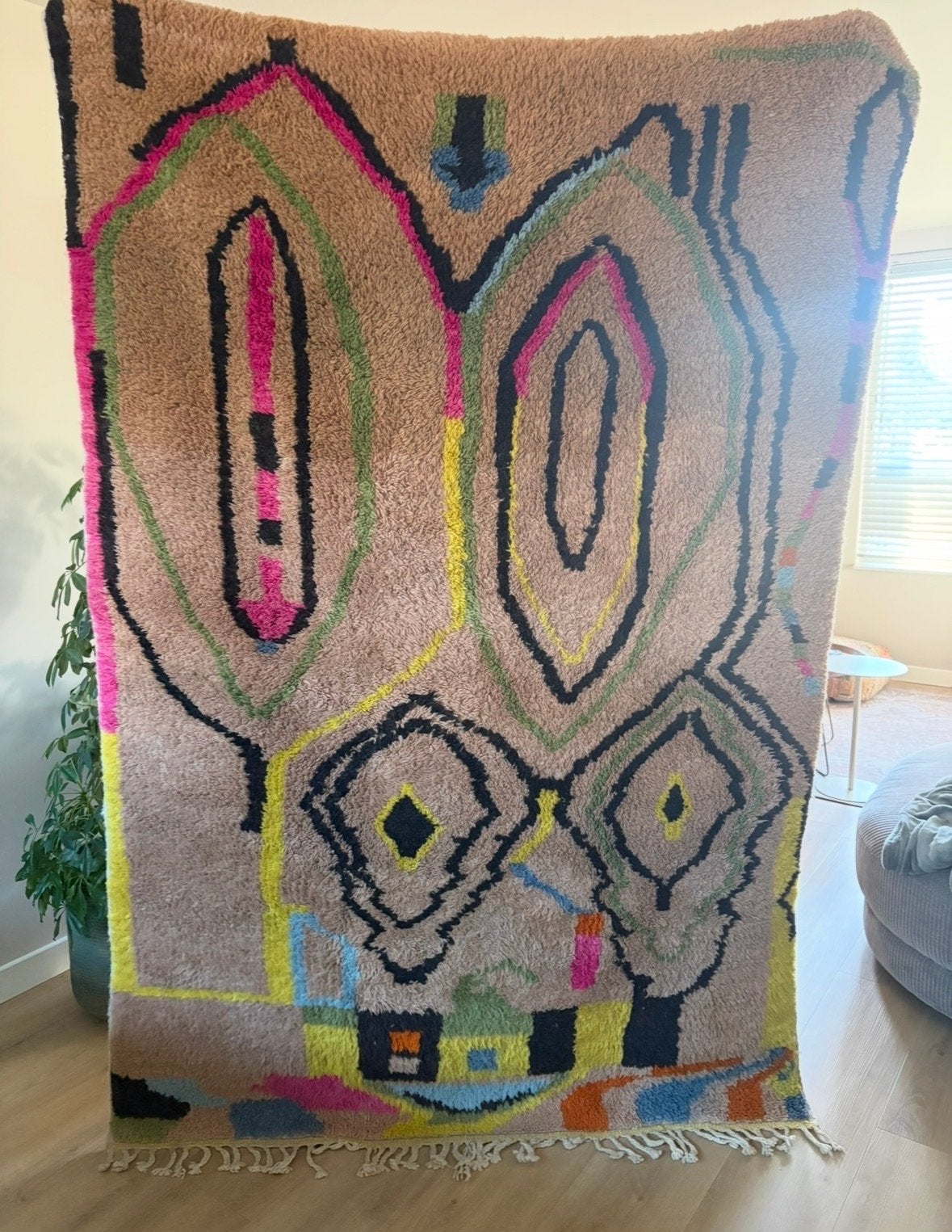 Marokkaans Berber vloerkleed, 146x220 cm, 100% wol, Huis en Inrichting, Stoffering | Tapijten en Kleden, Ophalen, Gebruikt, 100 tot 150 cm