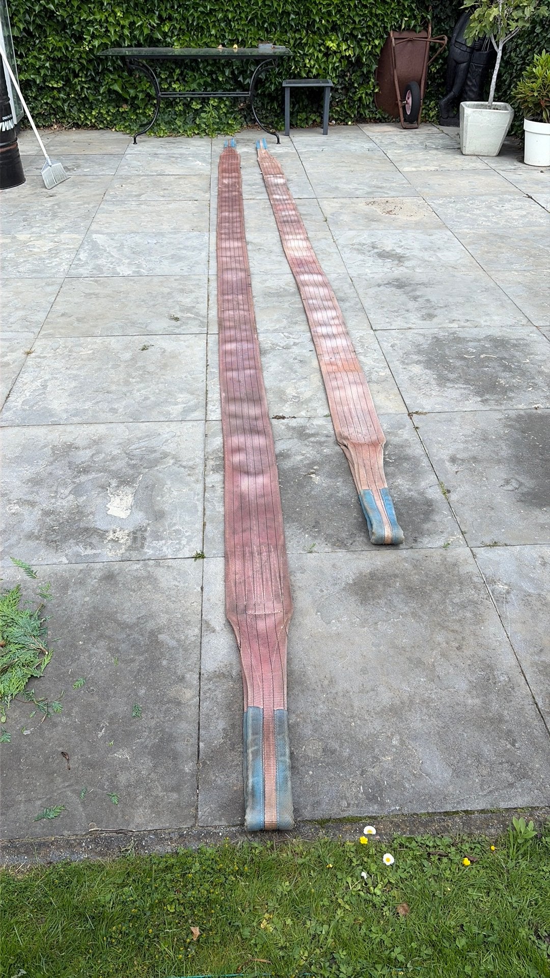 2 hijsbanden 1 keer 5,80 en 1 keer 6,80 mtr, Ophalen