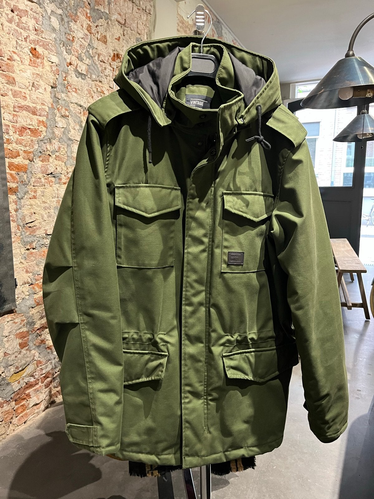 Vintage Industries Darren Parka - Heren Jas Maat L, Ophalen of Verzenden, Zo goed als nieuw, Maat 52/54 (L), Groen