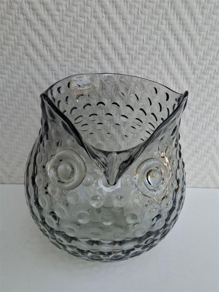 Glazen uil vaas, hoog ong. 16 cm, gaaf, Overige kleuren, Aardewerk of Porselein, Ophalen of Verzenden, Zo goed als nieuw