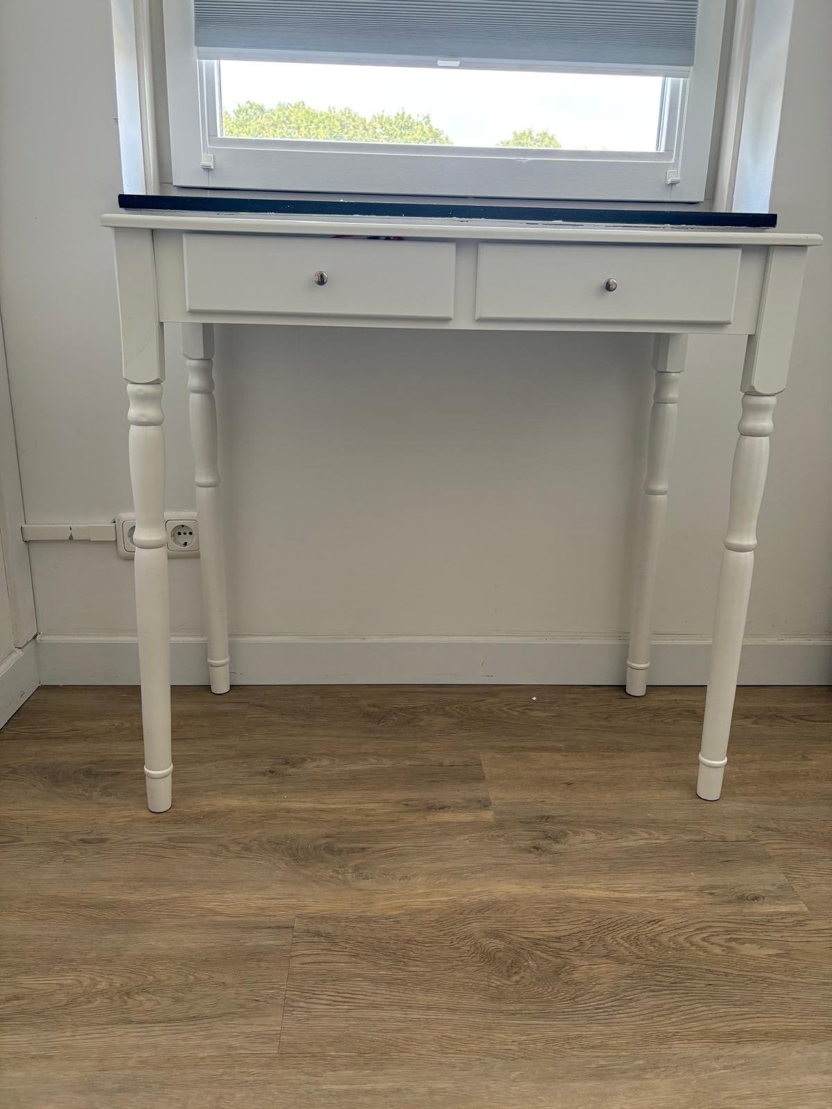 Witte Kaptafel met Twee Lades, Ophalen, Gebruikt, 50 tot 100 cm, Minder dan 100 cm
