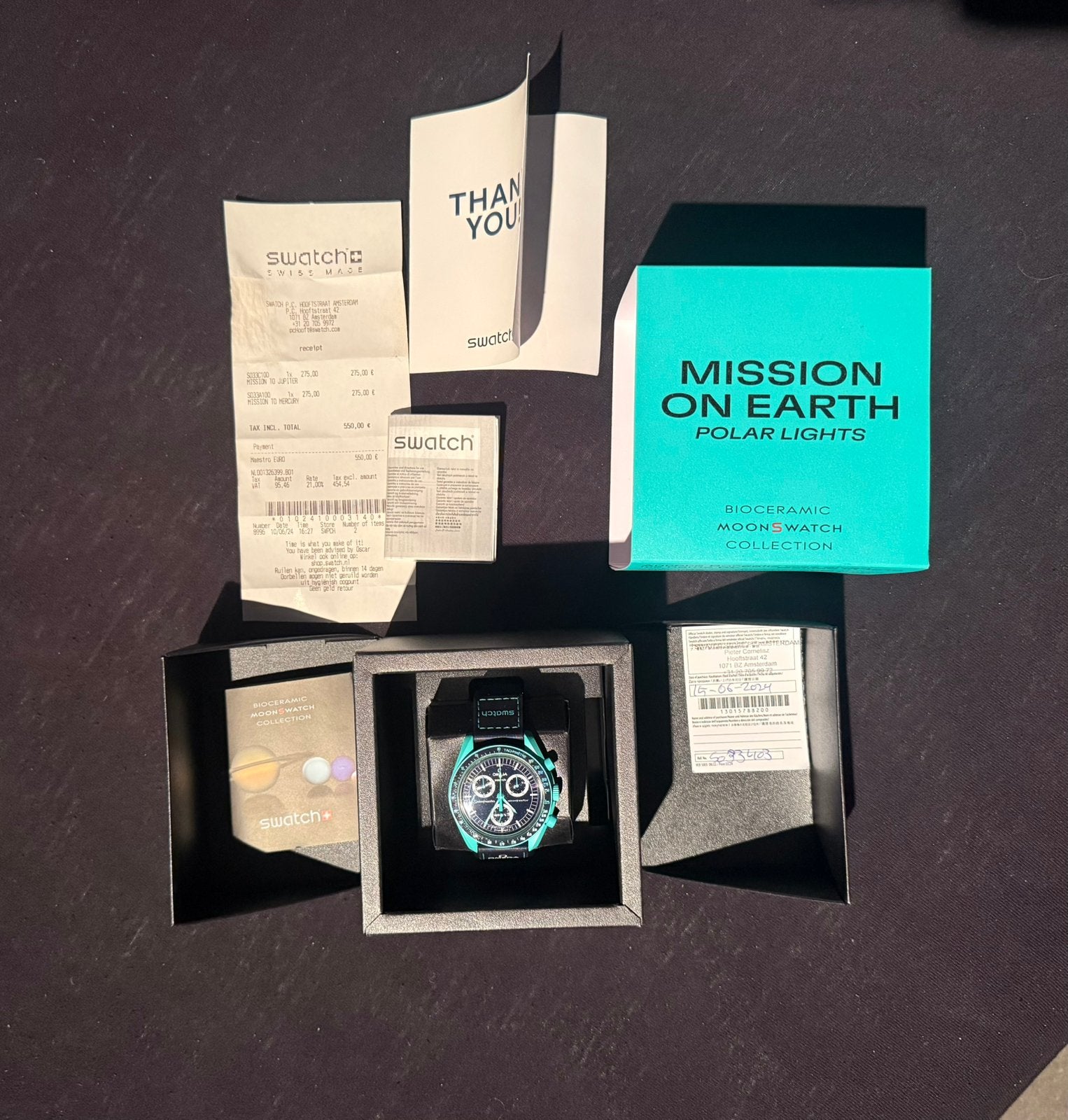 Omega x Swatch Moonswatch Polar Lights, Ophalen, Zo goed als nieuw, Android
