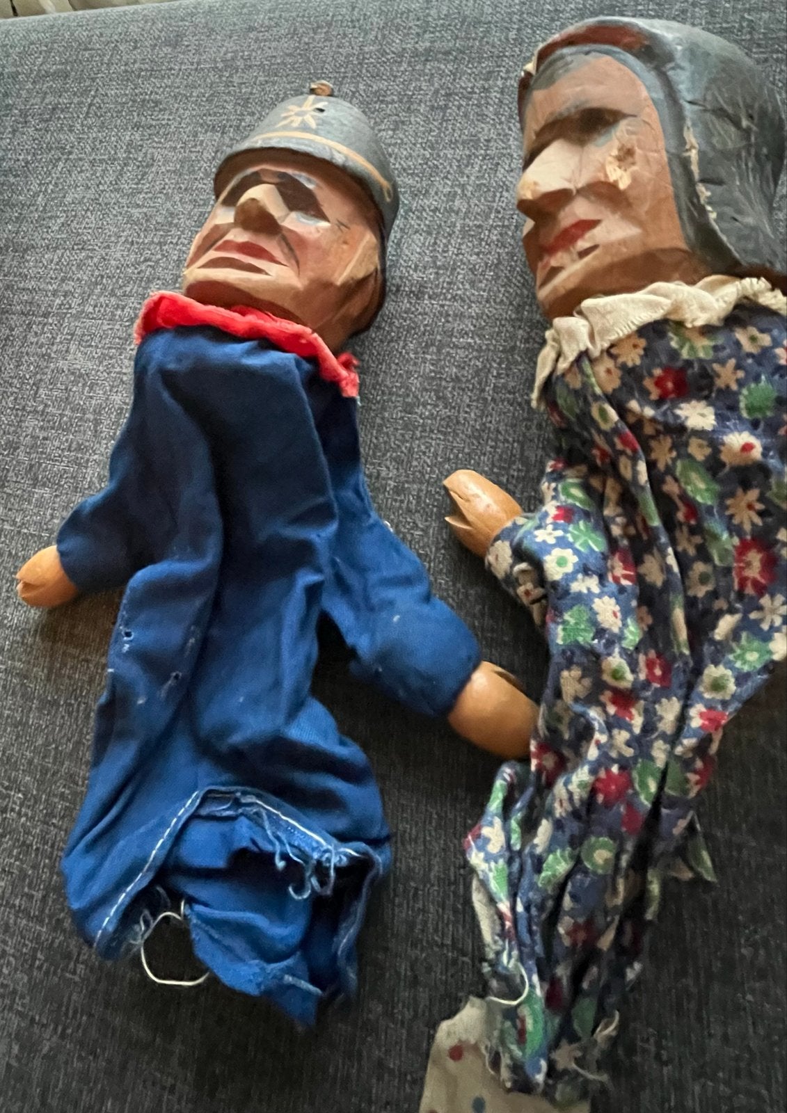2 Oude Jan Klaasen poppenkastpoppen: Veldwachter & Katrien, Verzenden, Gebruikt, Overige typen
