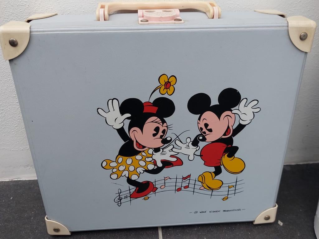 Vintage Walt Disney Productions Koffertje Mickey Minnie, Ophalen of Verzenden, Mickey Mouse, Gebruikt, Tas, Koffer of Zak