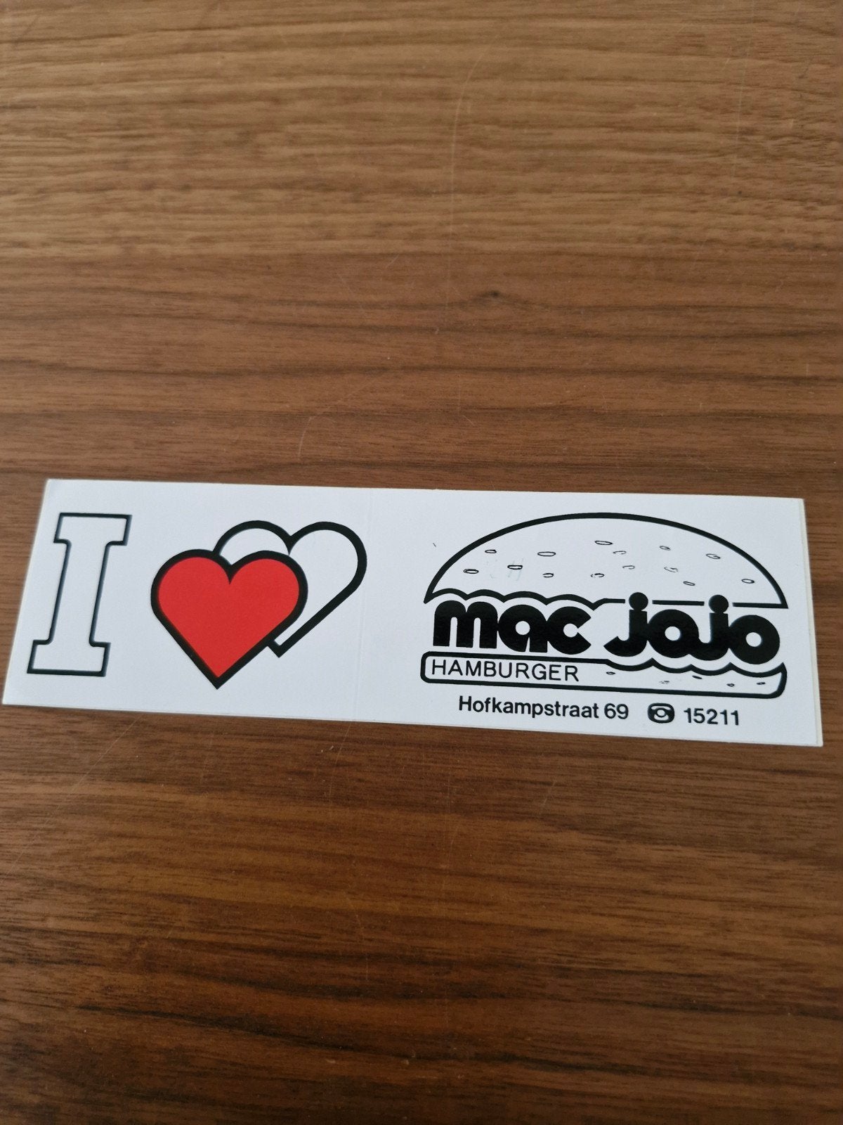 1121 Vintage 'I love McDonald's' en 'Mac Jojo' stickers, Ophalen of Verzenden, Gebruikt, Overige typen