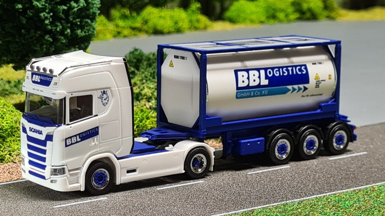 141 Herpa 1:87 BBL Scania tankcontainer, Ophalen of Verzenden, Nieuw, Bus of Vrachtwagen, Herpa