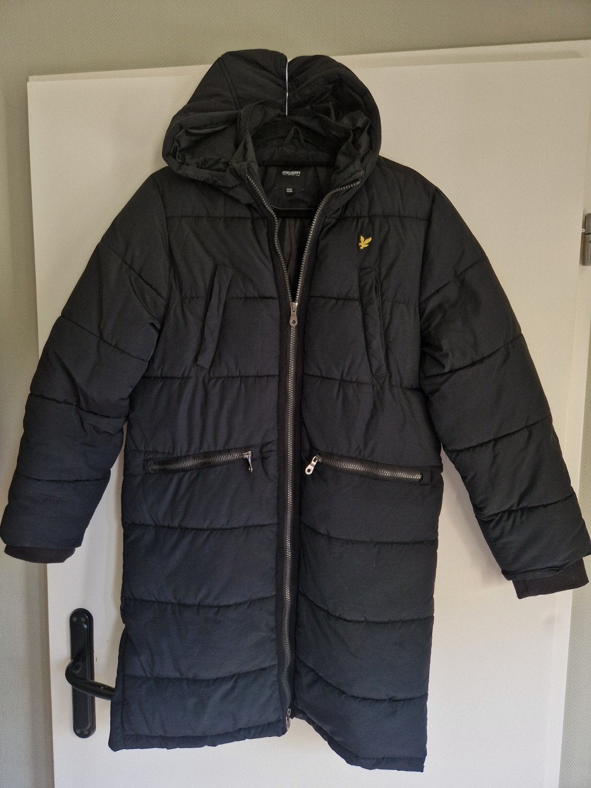 Lyle & Scott Zwarte Lange Puffer Jas - Maat 12/13 jaar, Ophalen of Verzenden, Zo goed als nieuw, Jongen, Jas